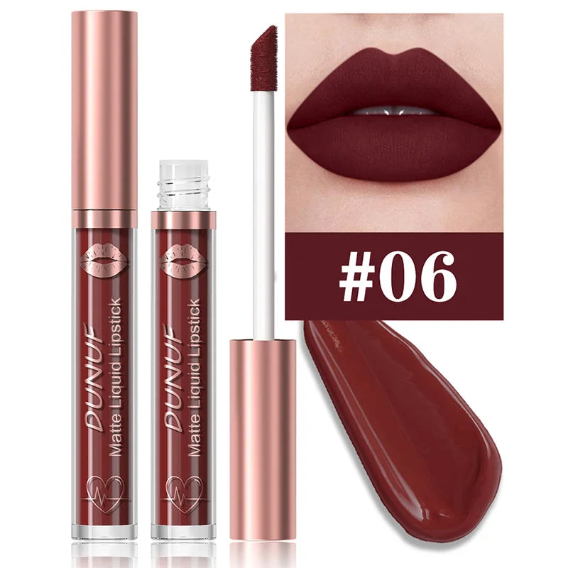 DUNUF 18-Color Matte Velvet Lipstick & Moisturizing Lip Gloss