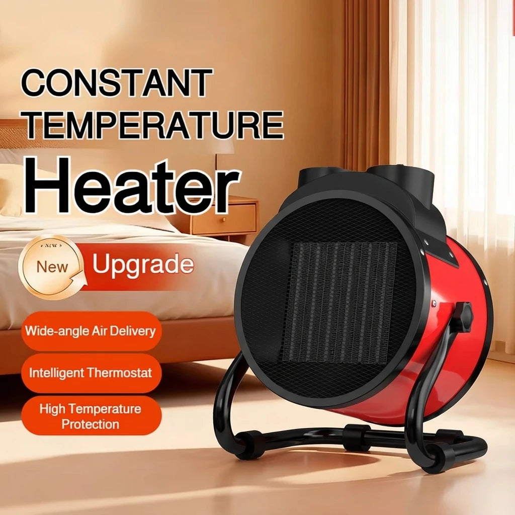 Portable 2000W Fast Heating Space Heater Adjustable Thermostat 2 Settings Fan Mode Overheat Tip-Over Protection Energy Saving Peaceful Pleasures Health and Wellness