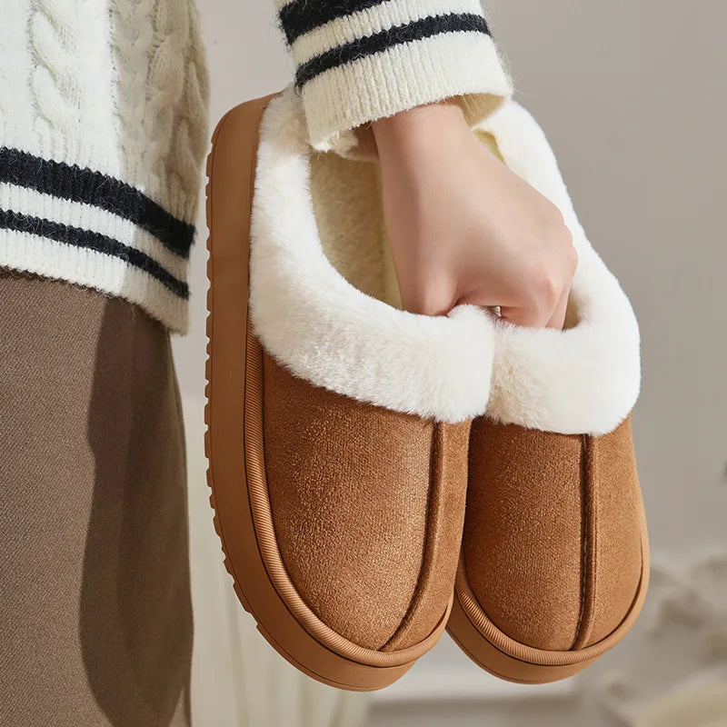 Winter Fluffy Couple Slippers – Non-Slip Indoor Slides Men & Women