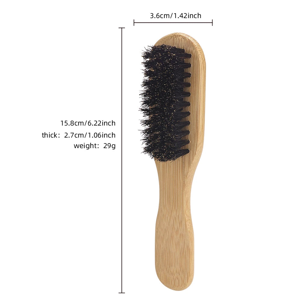Salon Barbershop Wooden Handle Boar Bristle Beard Brush Soft Hair Cleaning Brush Broken Hair Remove Comb Men Beard Shaving Tools Peaceful Pleasures Health and Wellness Brown