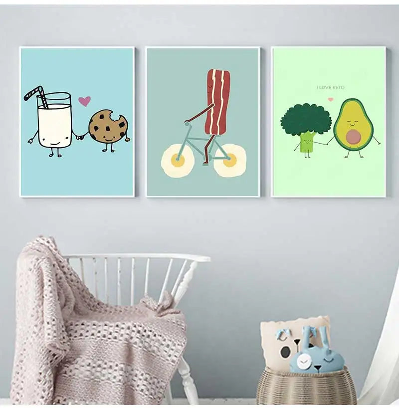 Funny Food Vintage Canvas Wall Art Poster | Bar & Kitchen Decor