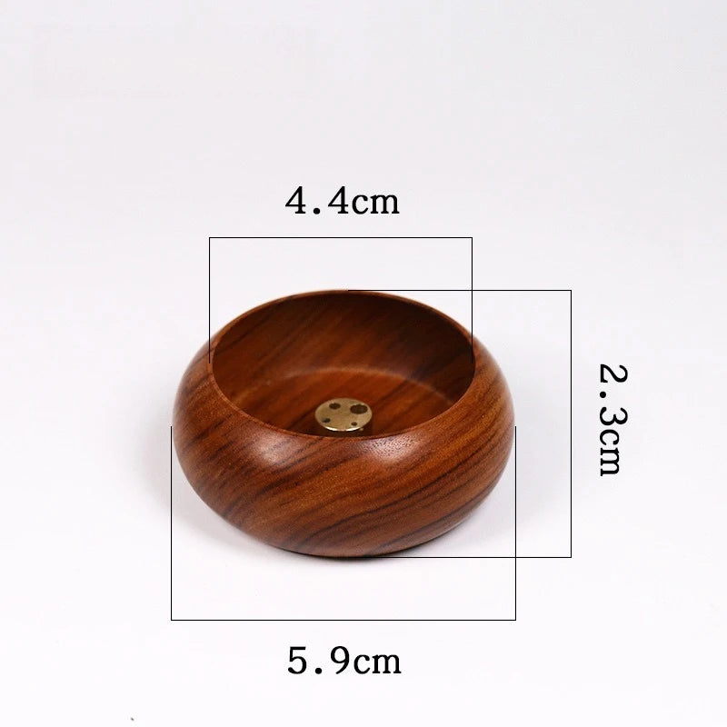 Solid Wood Incense Holder & Ash Catcher Bowl – 4-Hole Incense Burner for Meditation, Yoga, Living Room & Tea House