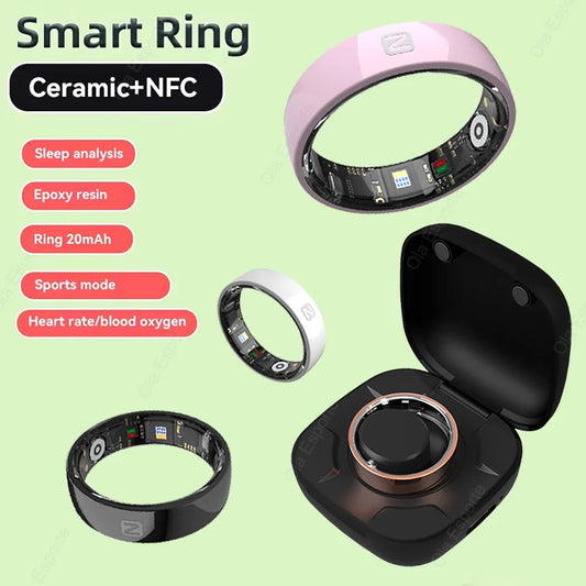 Smart NFC Ceramic Ring – Sleep, Heart Rate & SpO2 Tracker Smart Fitness Ring Oasis Select
