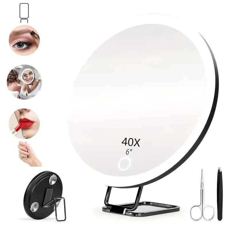 40X Magnifying Makeup Mirror with Adjustable Light & Stand
