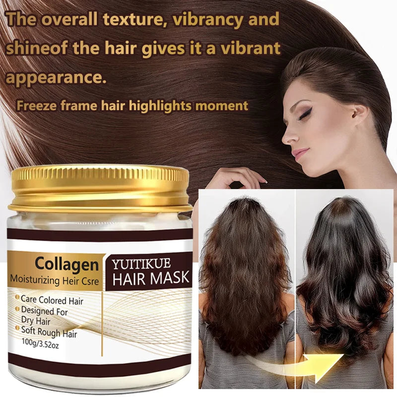 YUITIKUE Collagen Moisturizing Hair Mask | For Colored, Dry & Rough Hair | Deep Hydration & Softening Hair Repair Treatment 100g Peaceful Pleasures Health and Wellness