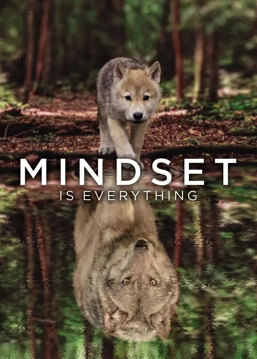 Mindset Is Everything Canvas Wall Art | Lion Wolf Tiger Poster