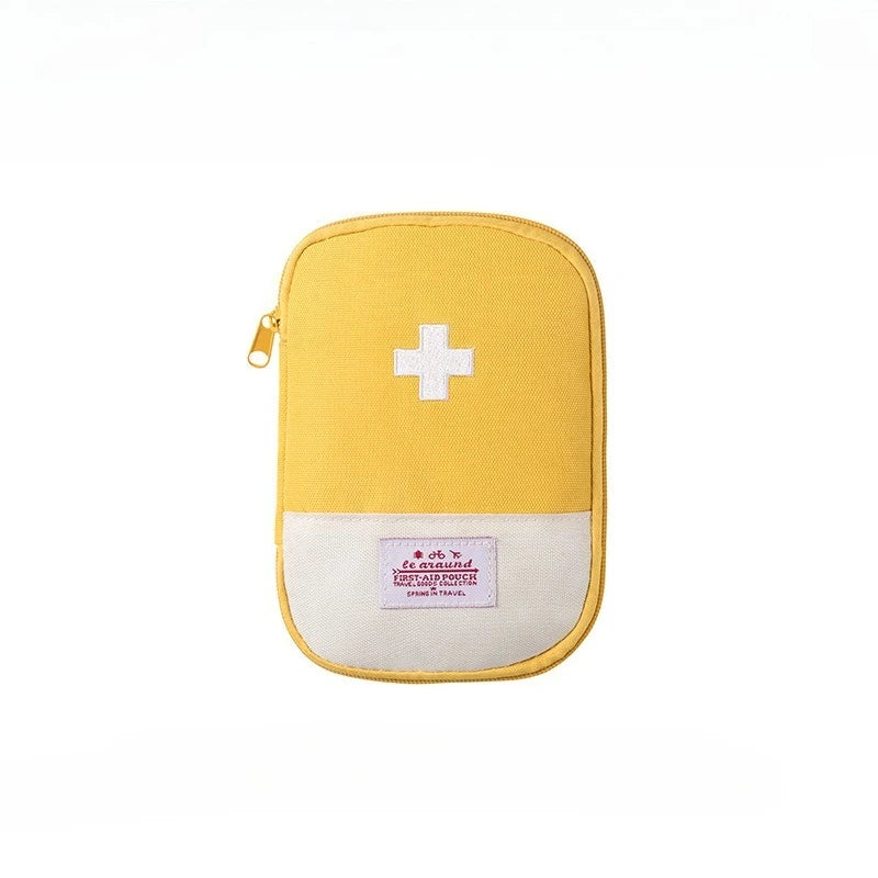 Portable Medical Kit Drug Storage Bag for Travel Small Medicine Bag for Outings Emergency Kit in Macaron Color Peaceful Pleasures Health and Wellness Yellow 13x18cm