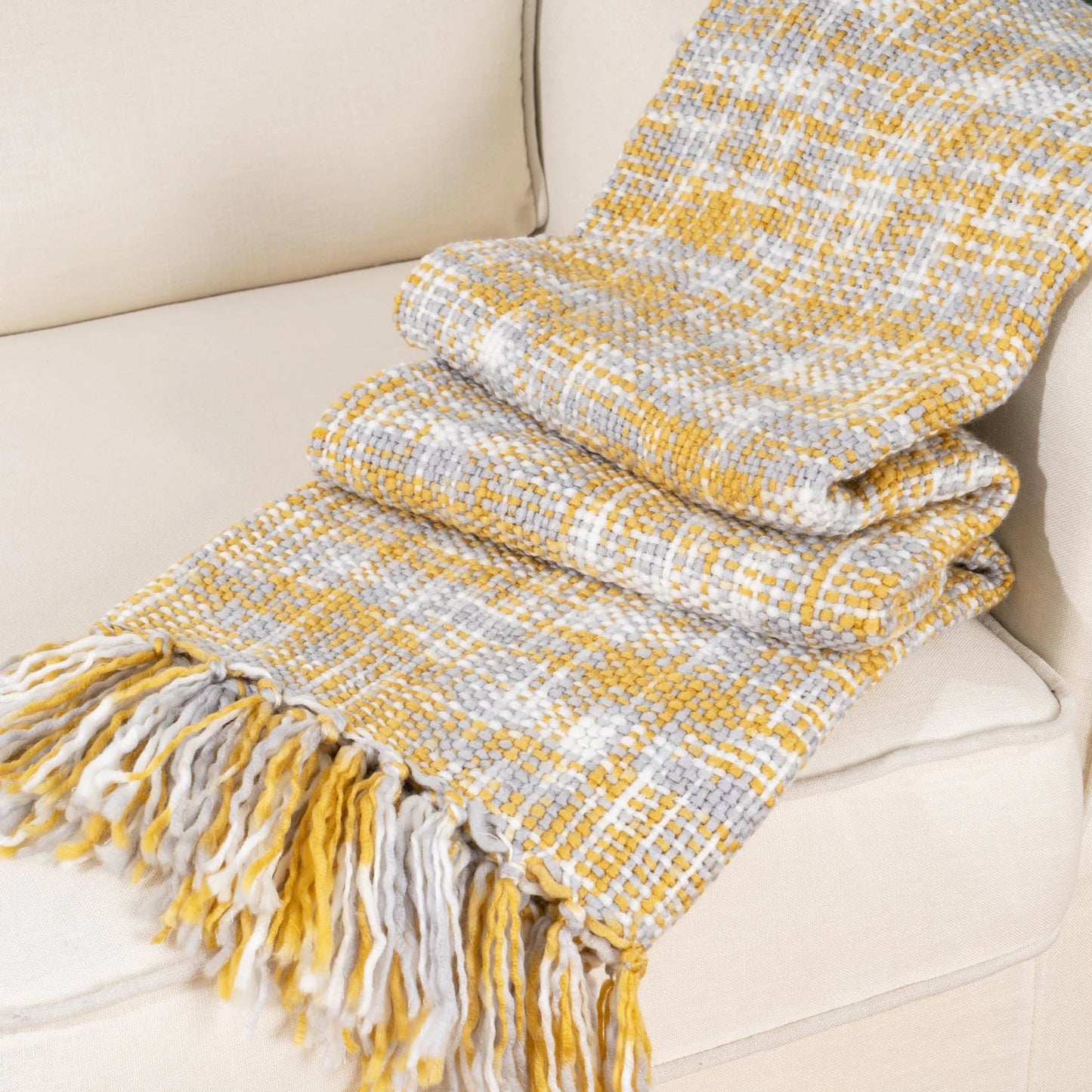 Battilo Orange Knit Throw Blanket with Tassels | Boho Fall Decor