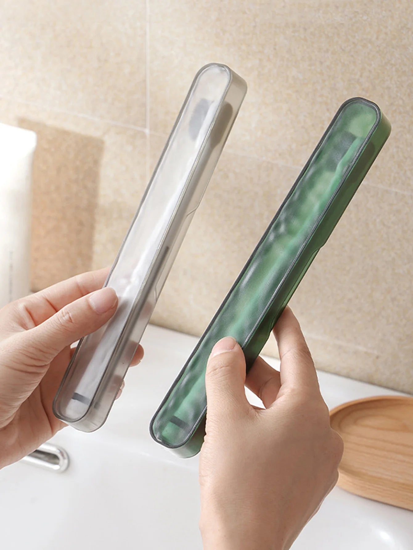 1PCS Travel Portable Toothbrush Storage Box Bathroom Accessories Protector Cover Outdoor Camping Travel Toothbrush Organizer Peaceful Pleasures Health and Wellness