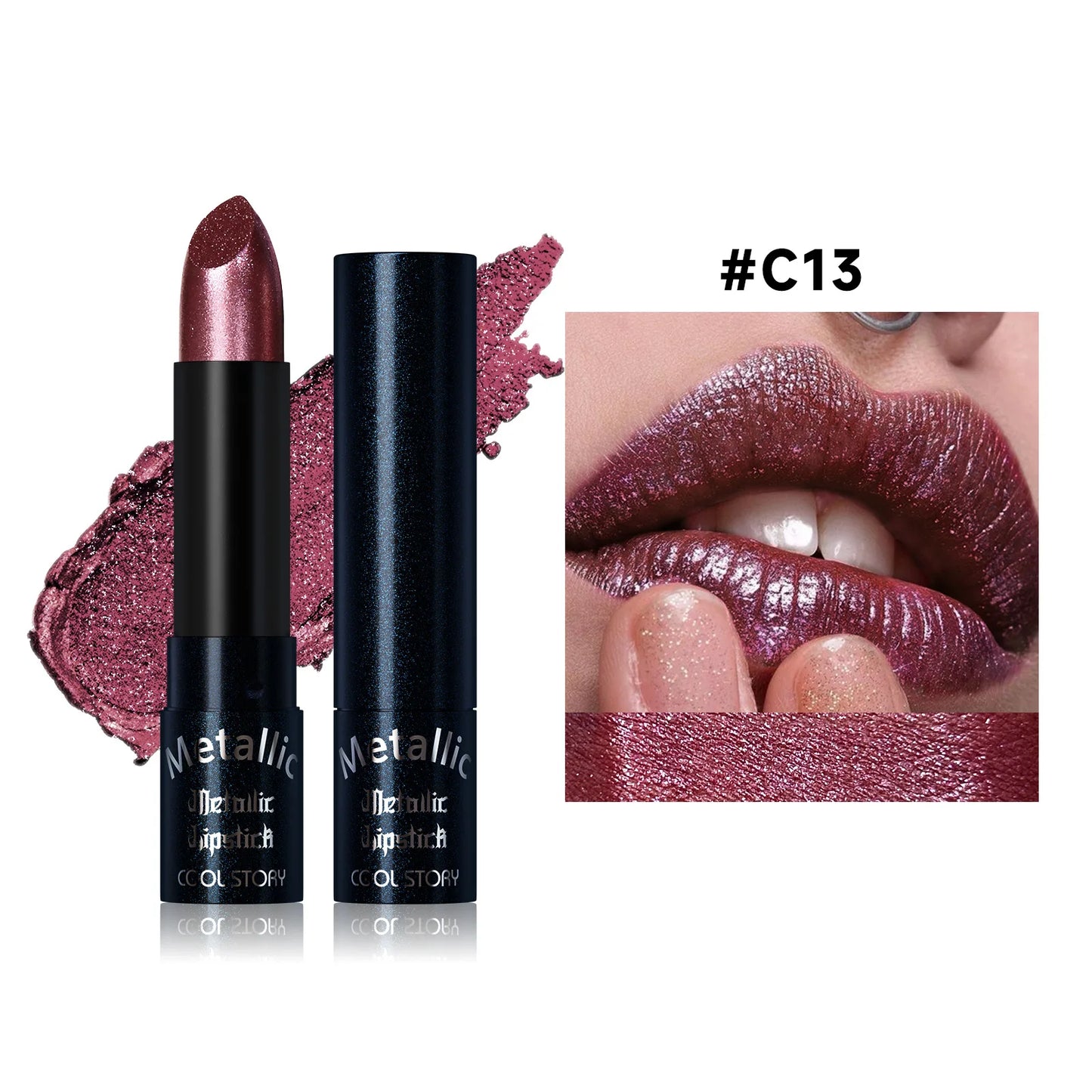 Metallic Glitter Velvet Lipstick – Waterproof Long-Lasting Shimmer