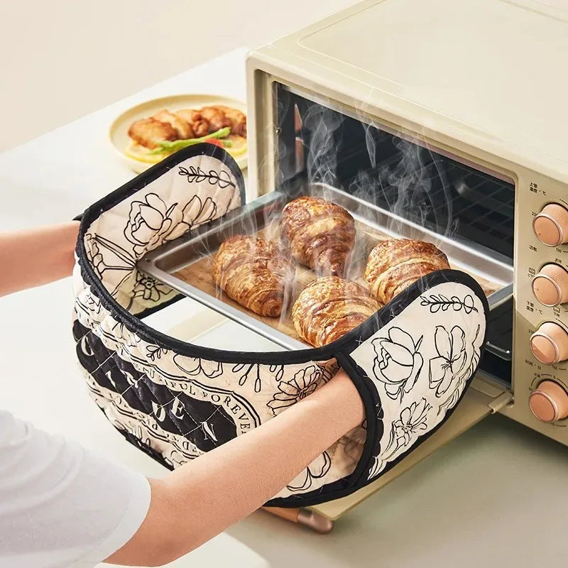 Heat Resistant Oven Mitts – Long Floral Kitchen & BBQ Gloves