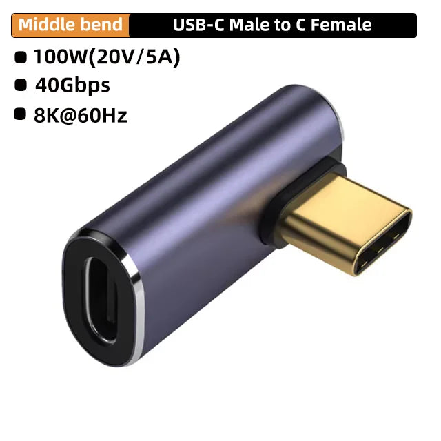 USB4 40Gbps 90° Type-C Adapter | 100W PD & 8K 60Hz