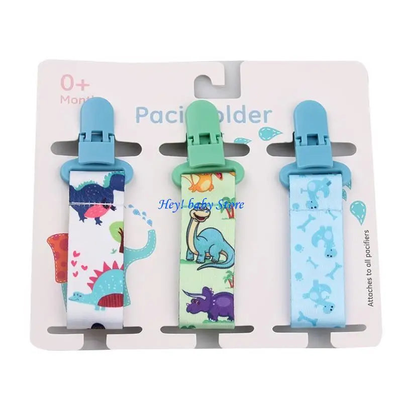 Cartoon Baby Pacifier Clips 3-Pack | Soother Holder Chain