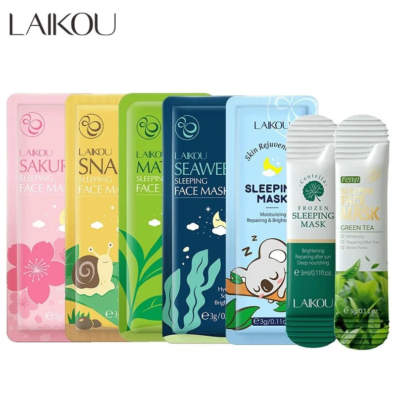 LAIKOU 7-in-1 Korean Sleeping Face Mask Set | Anti-Wrinkle & Hydrating