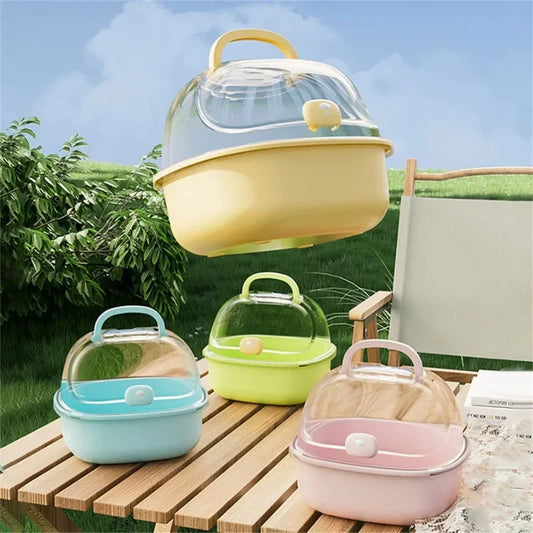 Transparent Portable Hamster Cage – Large Space, Handheld Travel Small Animal Cage Peaceful Pleasures Health and Wellness