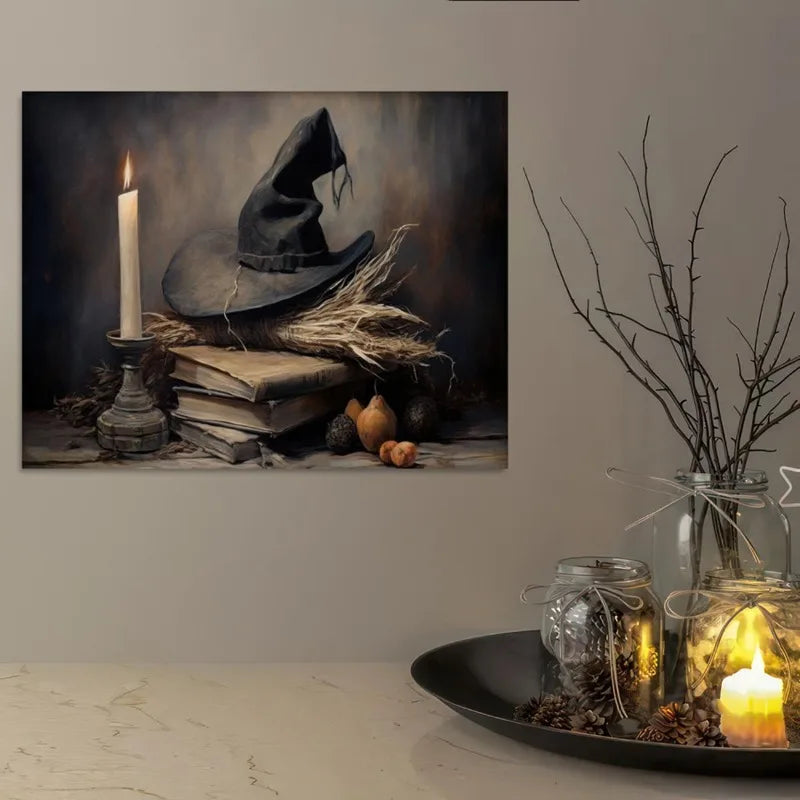 Witchy Canvas Wall Art | Halloween Witch Vintage Poster Print Canvas Wall Art Print Peaceful Pleasures Health and Wellness