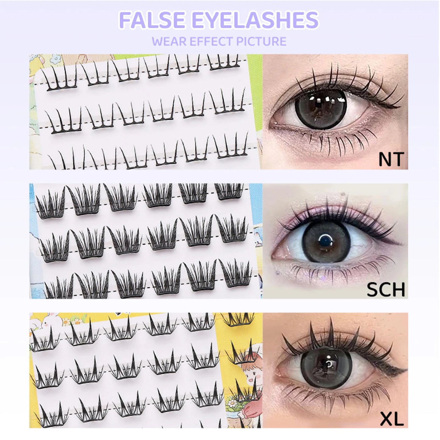 Glue-Free Cluster False Eyelashes | C-Curl Manga Cosplay Lashes