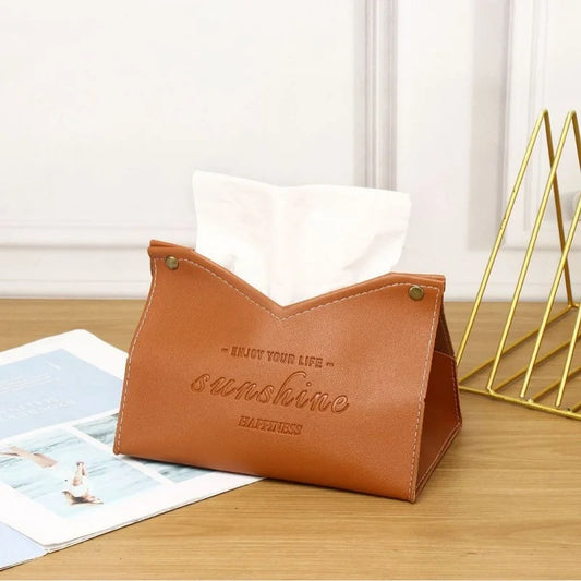 Solid Color Leather Tissue Box Multi-Purpose Napkin Storage for Living Room Dining Room Environmentally Friendly Creative Home D Peaceful Pleasures Health and Wellness Brown