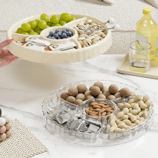 Multi-Compartment Snack & Fruit Serving Tray | Nut Candy Plate Snack Serving Tray Peaceful Pleasures Health and Wellness