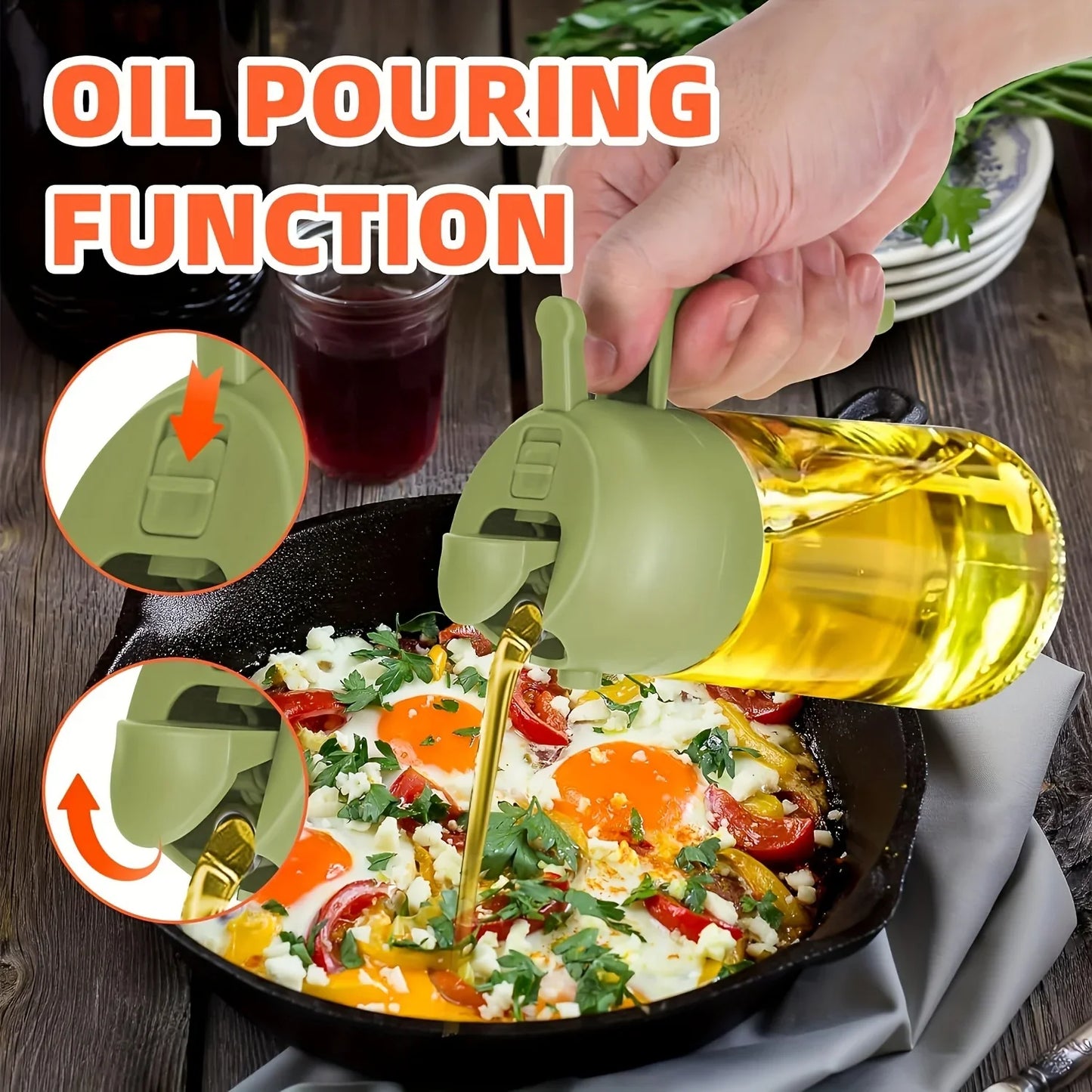 2-in-1 Olive Oil Dispenser & Sprayer Bottle 500ml | Kitchen Tool