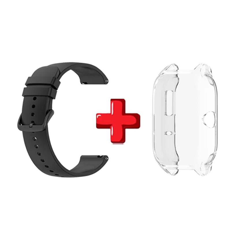 Amazfit GTS4 Silicone Band & TPU Case 2-in-1 Sport Strap Set Peaceful Pleasures Health and Wellness Black