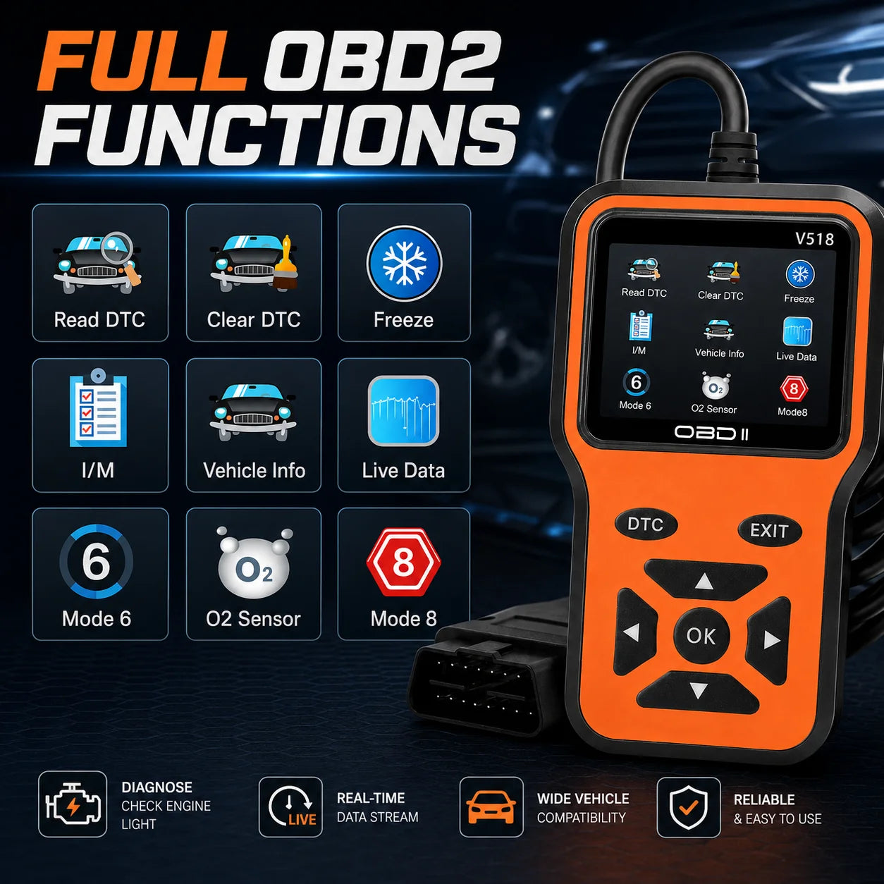 V518 OBD2 Car Engine Diagnostic Scanner & Code Eraser Tool Peaceful Pleasures Health and Wellness