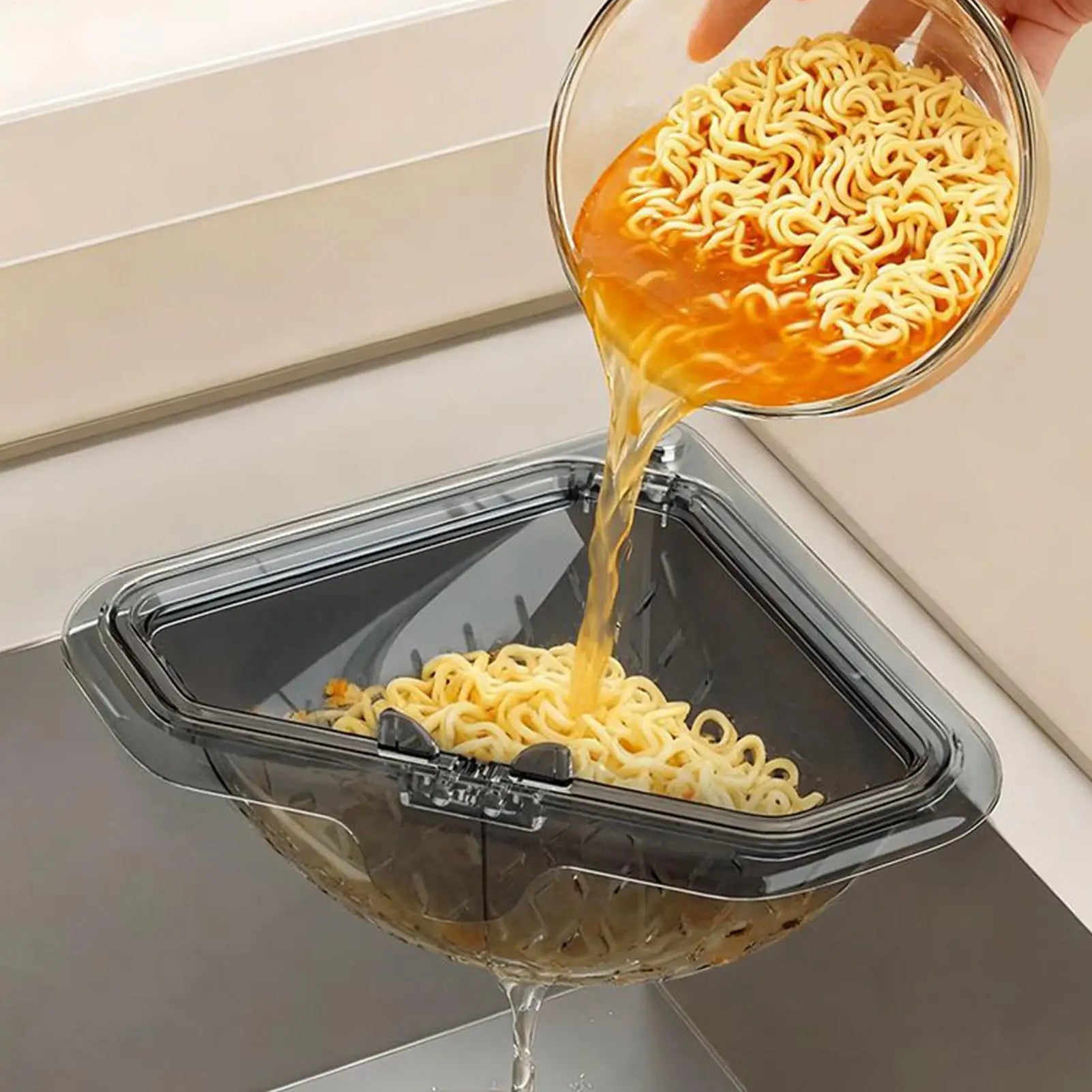 Magnetic Triangle Sink Strainer Basket Food Catcher & Drain Basket for Fruits Vegetable Scraps, Corner Kitchen Sink Organizer Peaceful Pleasures Health and Wellness