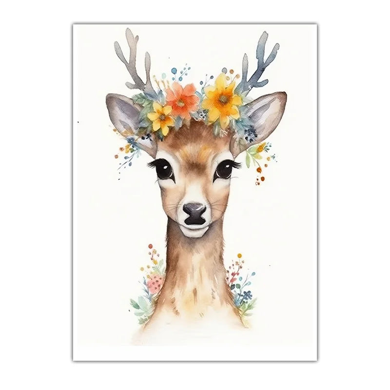 Nursery Plant Flower Wall Art, Bear Deer Elephant Canvas Painting, Minimalist Animal Poster Print for Baby Kids Bedroom Decor Peaceful Pleasures Health and Wellness 05 50x70cm NoFrame China Mainland