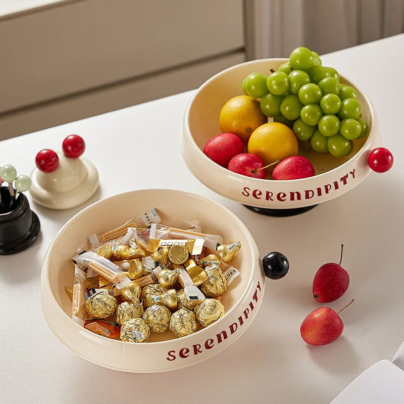 Elevated Fruit Bowl Home Stylish Plastic Snack Tray with Lid Dopamine Color Multi-functional Storage Holder Kitchen Organizer Peaceful Pleasures Health and Wellness