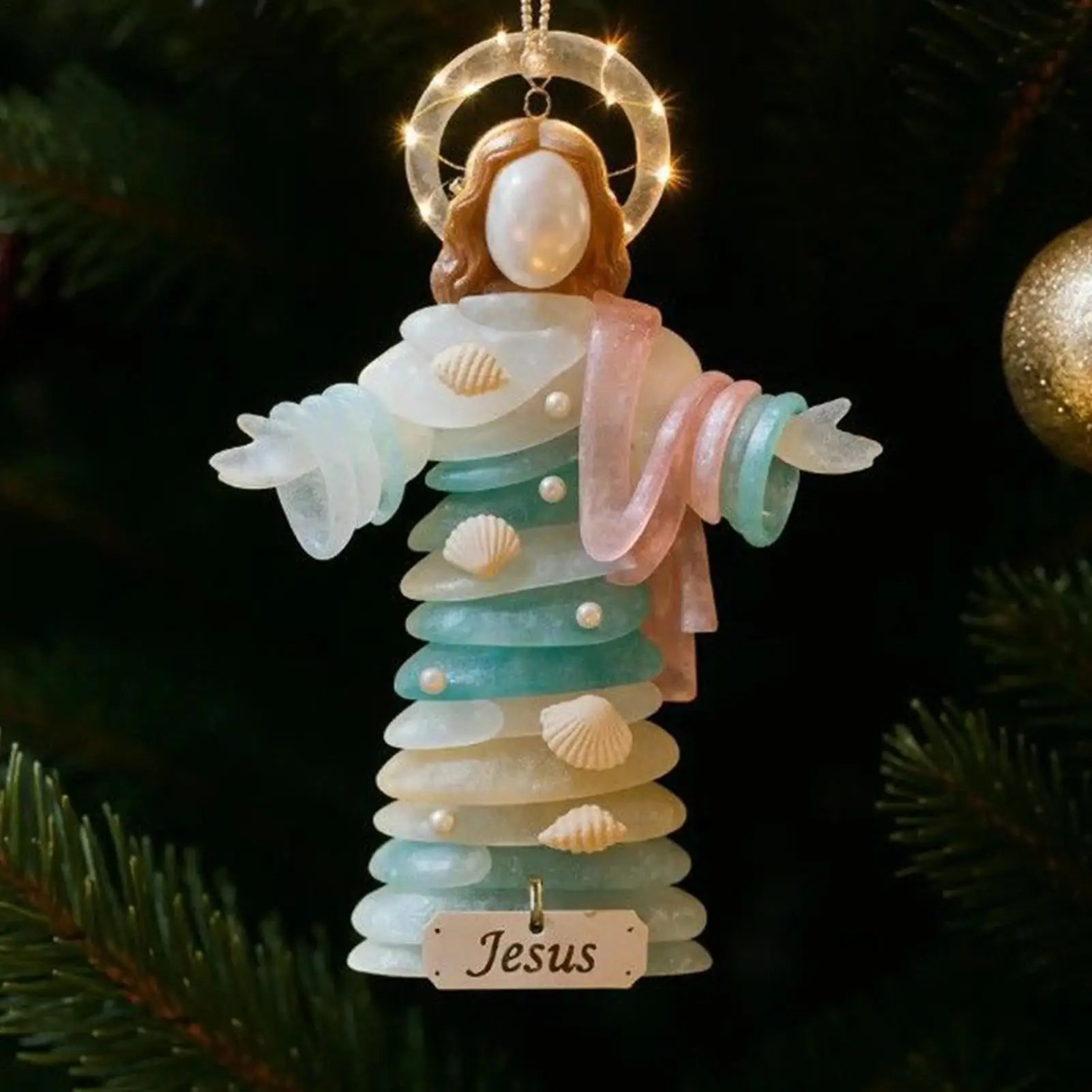Jesus Christmas Decor 2D Acrylic 2 Pieces Religious Pendant Jesus Christmas Ornaments Holiday Decor for Indoor Outdoor Wall Peaceful Pleasures Health and Wellness