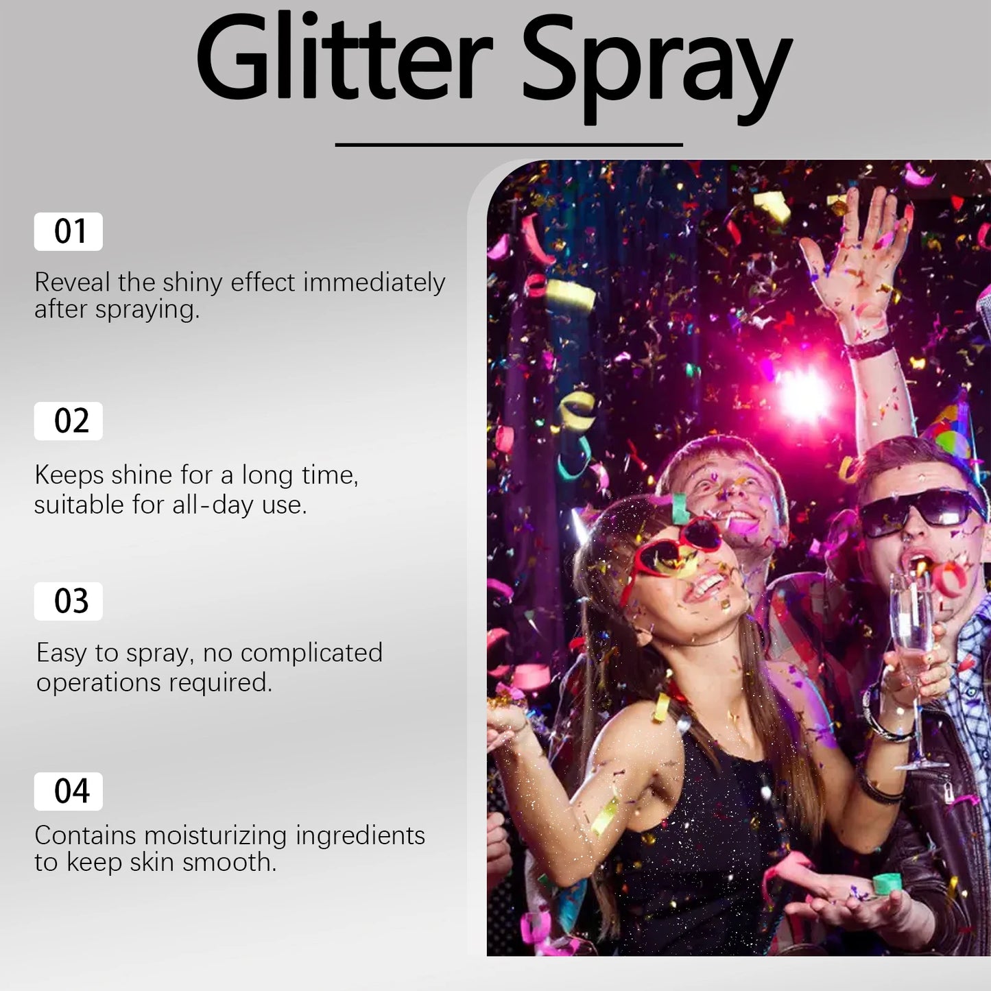 Glitter Highlighter Body & Hair Spray – Party Shimmer Glow