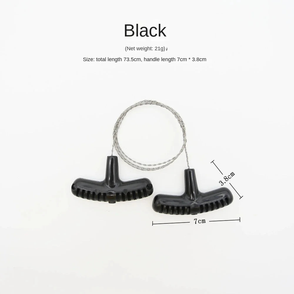 PP Handle Camping Portable Emergency Steel Wire Rope Chain Saw Outdoor Travel Hand Tools Wire Saw Equipment Survival Supplies ﻿ Peaceful Pleasures Health and Wellness black