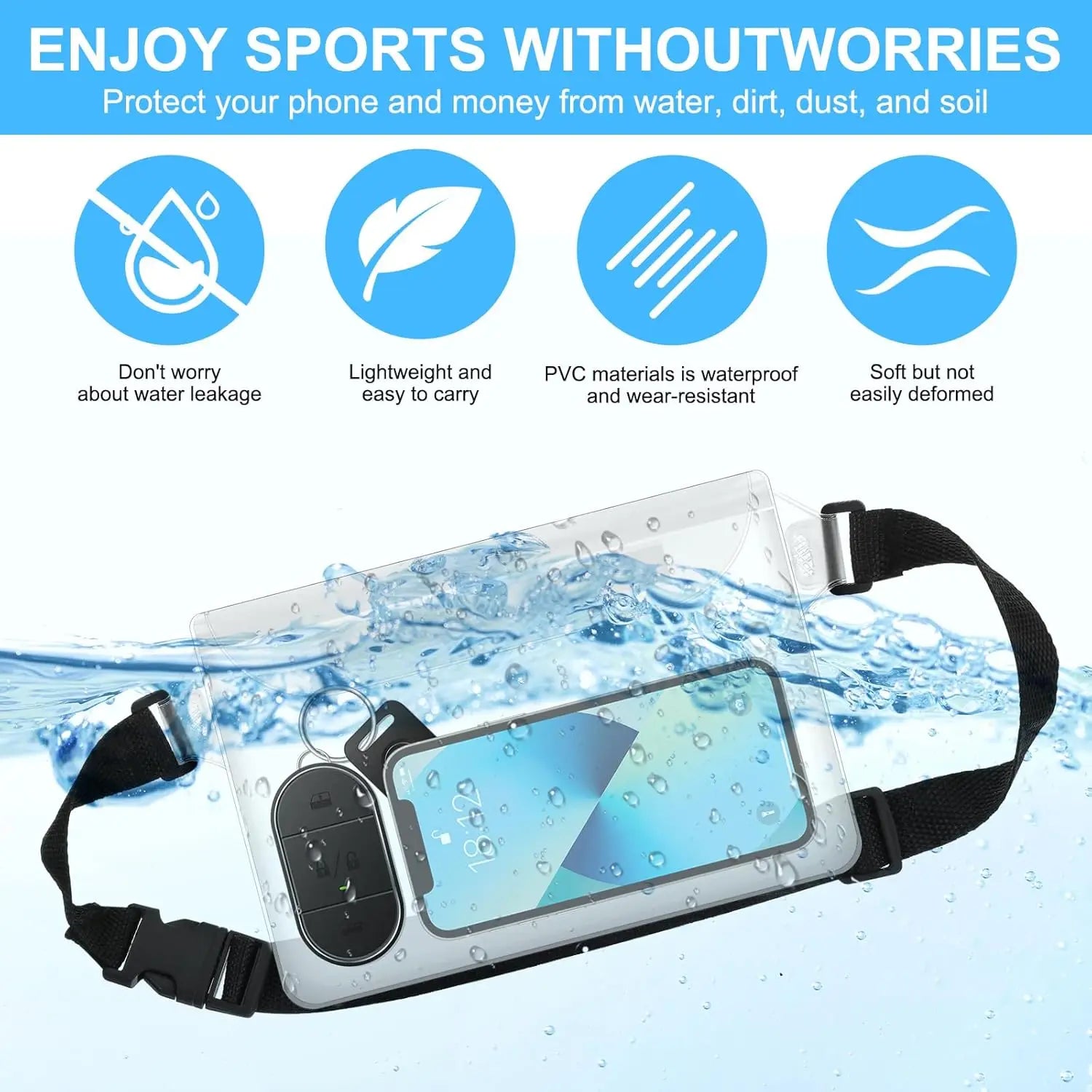 Waterproof Fanny Pack Waist Pouch Triple Zip Dry Bag Phone Passport Holder Beach Swim Kayak Water Sports Cruise Essentials 2026 Peaceful Pleasures Health and Wellness