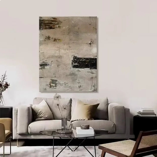 Handmade Canvas Oil Painting, Modern Abstract Black Grey Texture Mural, Images Of Home Decor,Living Room Bedroom and Dining Room Peaceful Pleasures Health and Wellness