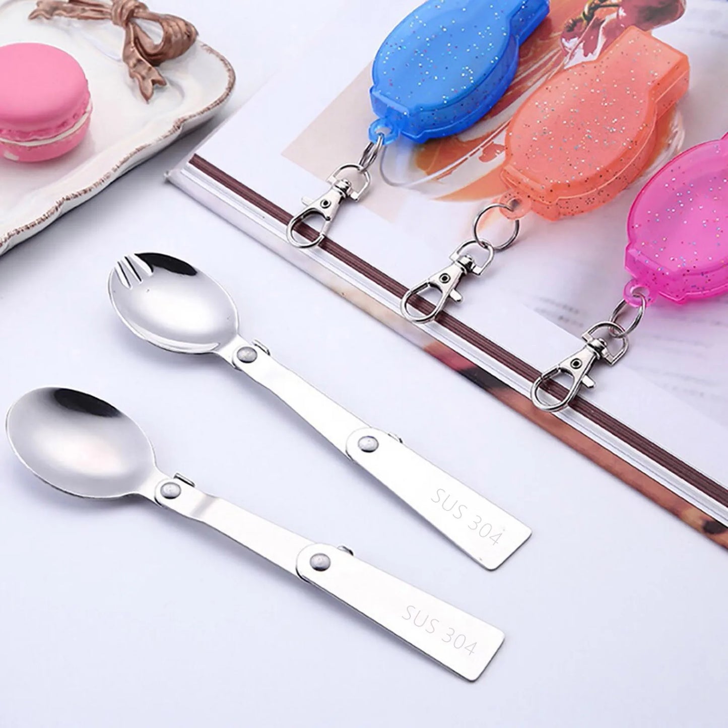 Foldable Camping Spoon & Fork Set – Stainless Steel Portable