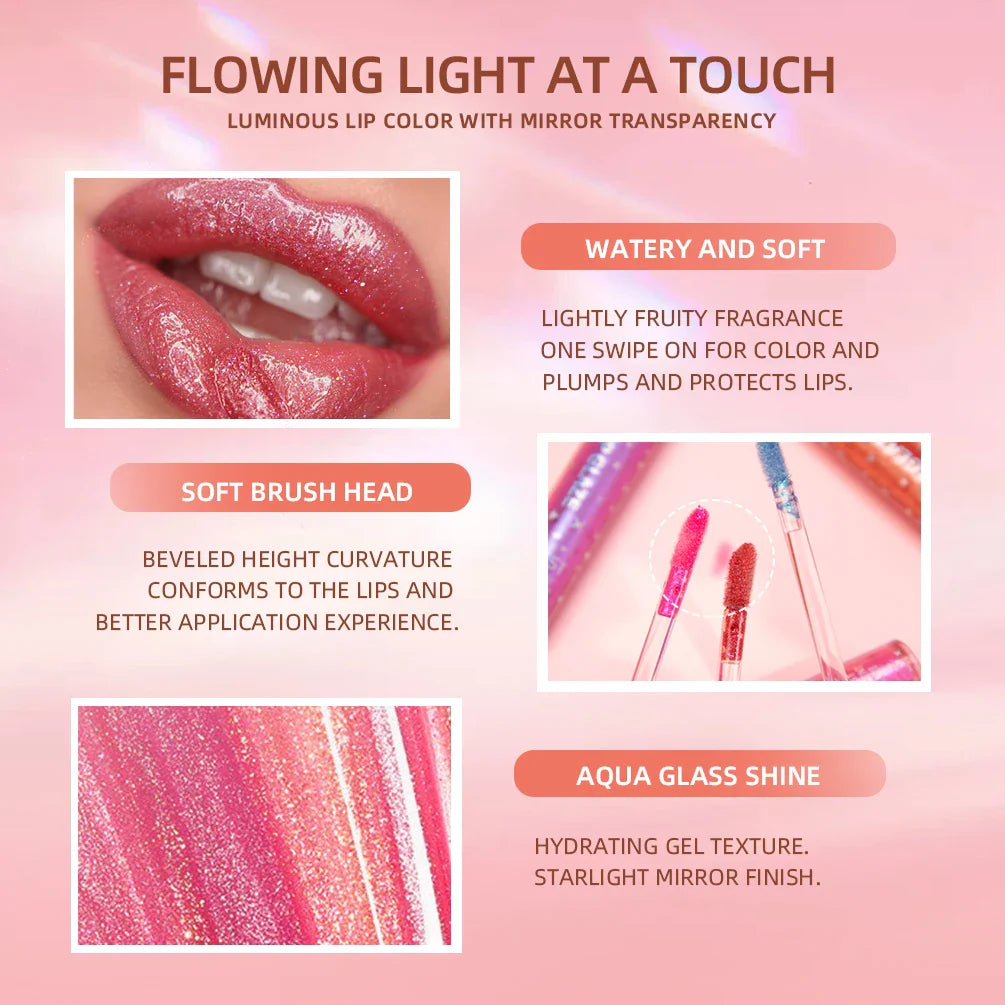 QiBest 9-Pc Glitter Lip Gloss Set – Pearlescent Liquid Lipstick
