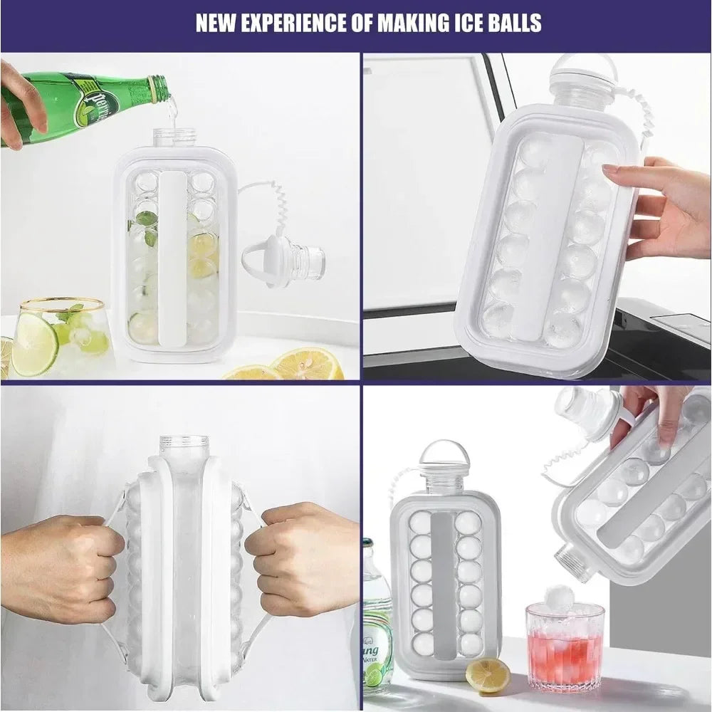 2-in-1 Folding Ice Maker Water Bottle – 17 Hockey Cubes