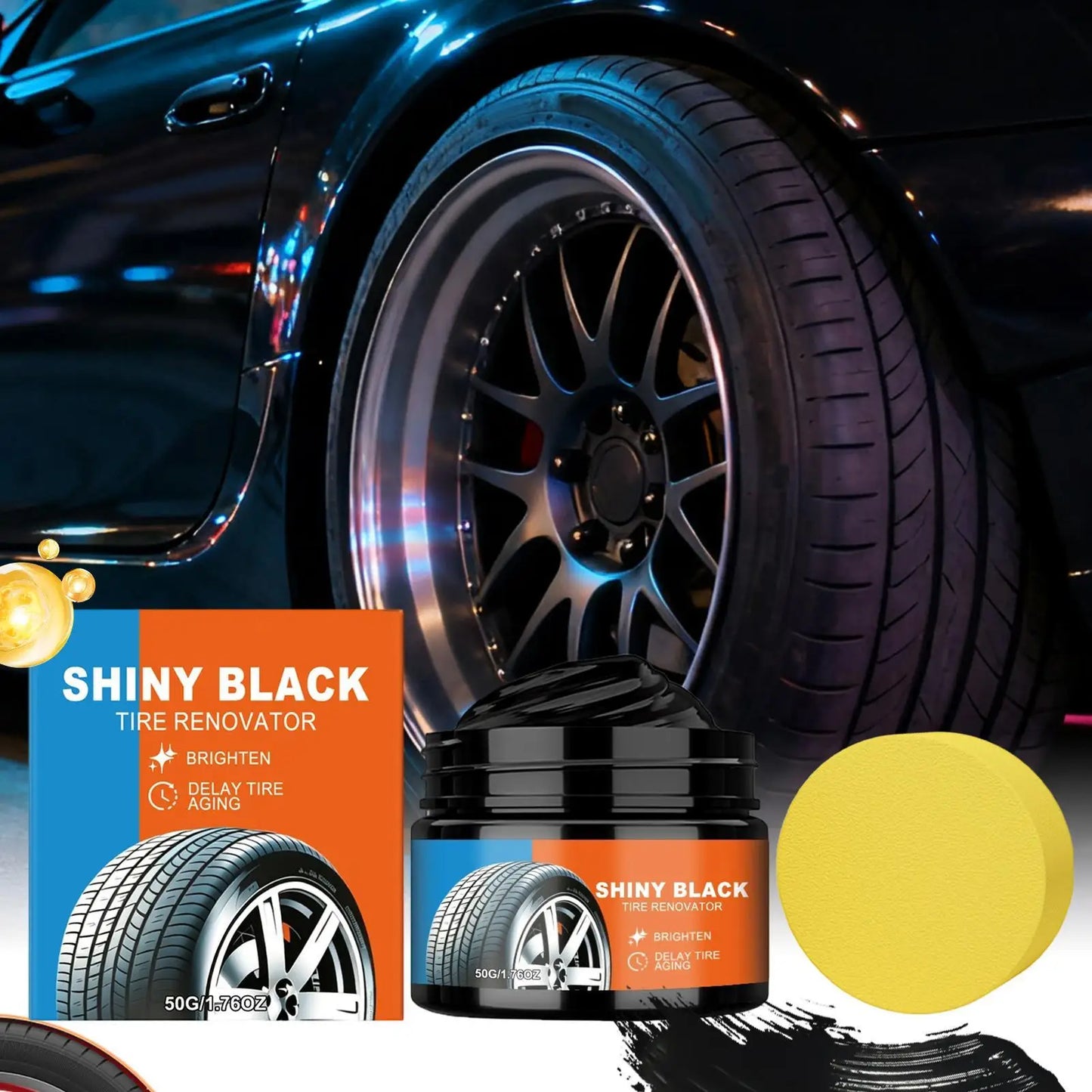 50g Tire Coating Paste Long Lasting Black Restoration Cream Deep Cleaning for Car Truck RV SUV Vehicle Garage Workshop Peaceful Pleasures Health and Wellness