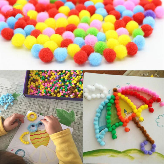 2 Pcs/Set Kids Plush Ball Painting Stickers Creative DIY Handmade Material Educational Toys Children Cartoon Puzzles Crafts Toy Peaceful Pleasures Health and Wellness Multicolor one size