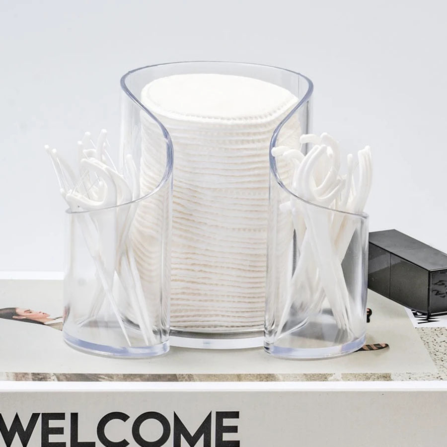 Clear Qtip Holder & Cotton Swab Organizer – Transparent Bathroom Storage Container for Makeup Accessories