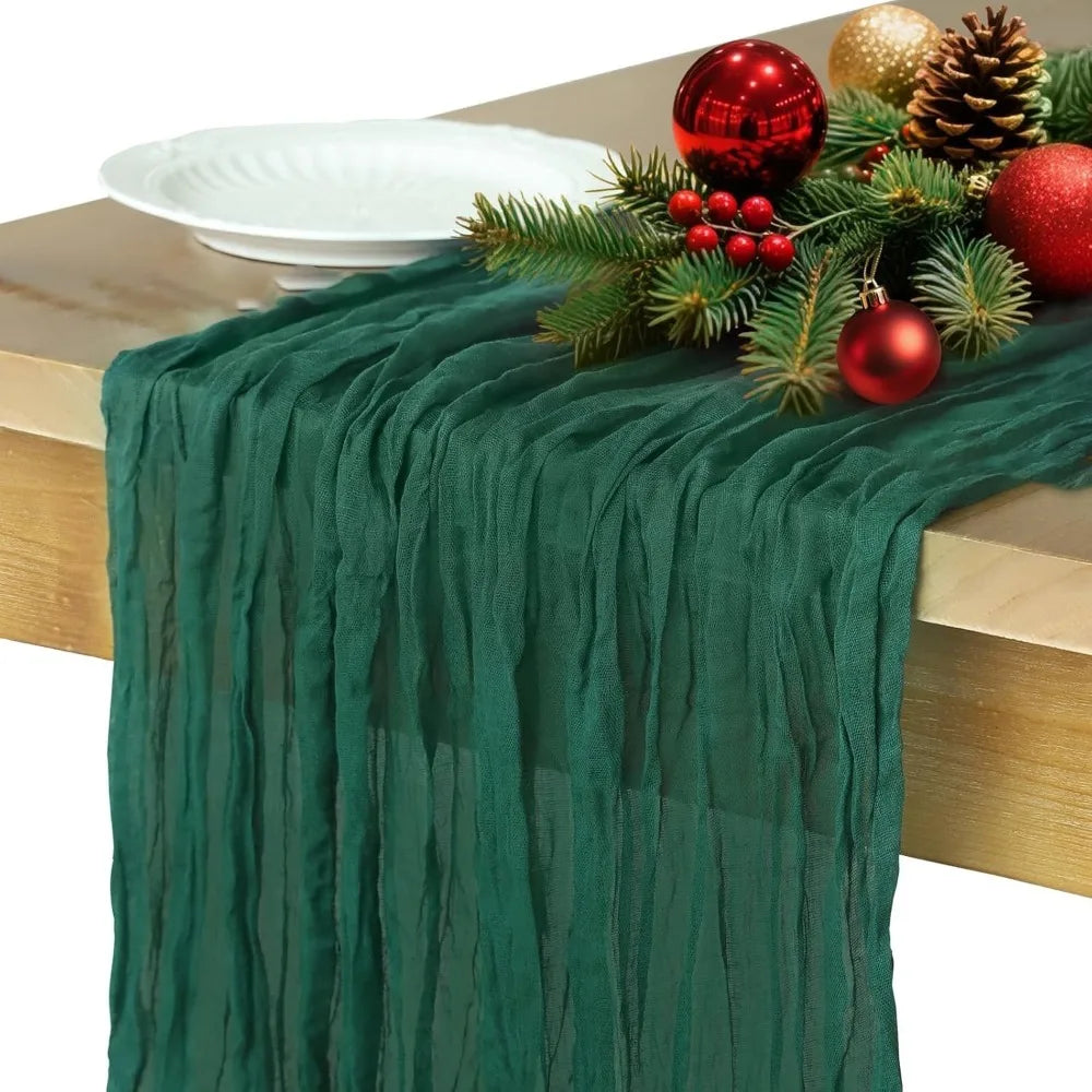 Crepe Table Runner Pleated Polyester Washable 180/300/400cm