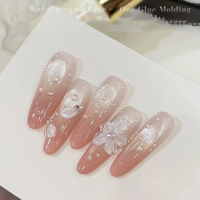 3D Water Drop Nail Gel Set – Crystal Dew Effect & Top Coat