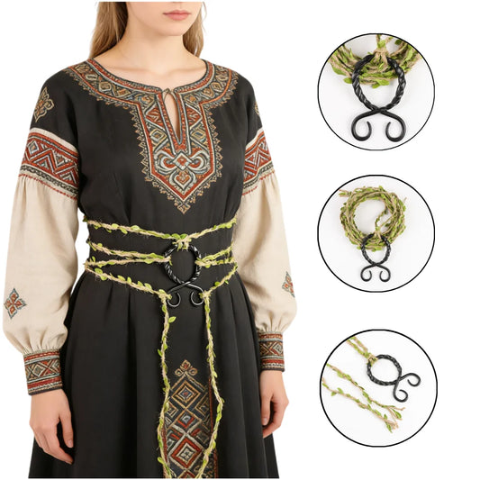 Medieval Long Knot Ring Belt Nordic Witch Rope Viking Revival Costume Peaceful Pleasures Health and Wellness