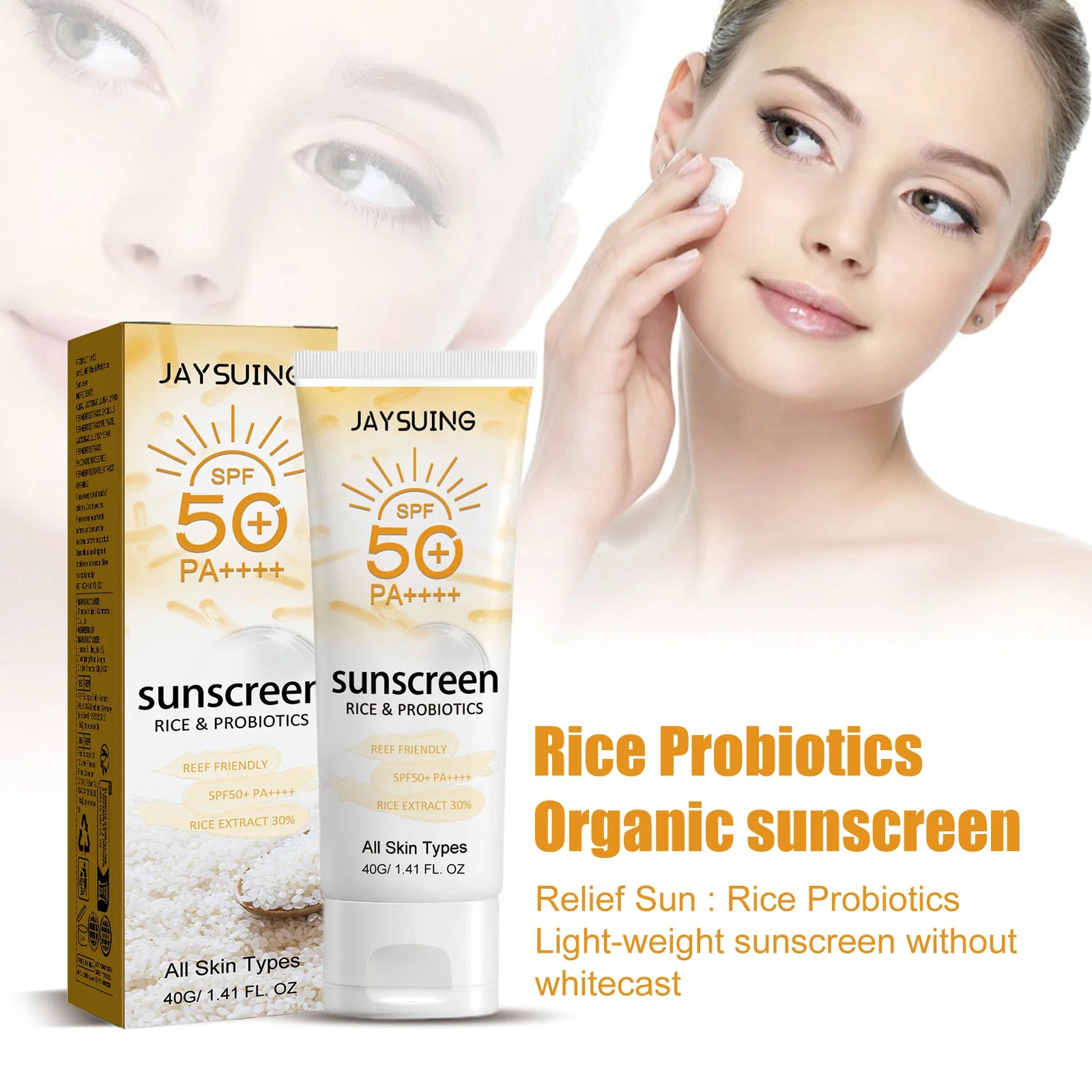 Probiotic Organic Rice Sunscreen Prevent Tanning Reduce Risk Sunburn Waterproof Broad Spectrum Protection UV Resistant Lotion Peaceful Pleasures Health and Wellness