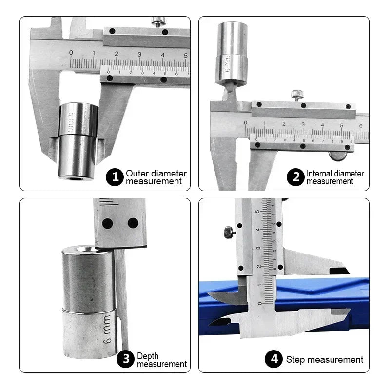 Professional Stainless Steel Vernier Caliper Gauge Sliding 0-150mm Gauge Measurement Tool Inside Outside Depth Step Micrometer Peaceful Pleasures Health and Wellness