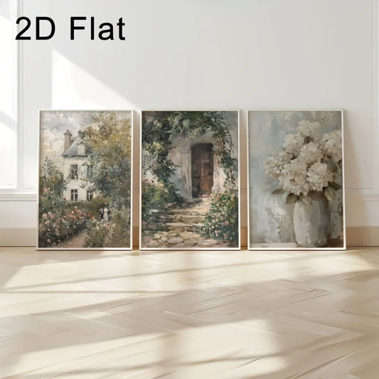 3-Piece Vintage Botanical Floral Canvas Wall Art | Rose Hydrangea Botanical Canvas Print Peaceful Pleasures Health and Wellness