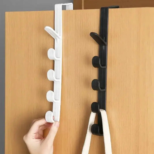 5-Hook Behind the Door Coat Hanger Rack | No-Drill Storage Door Hook Rack Oasis Select