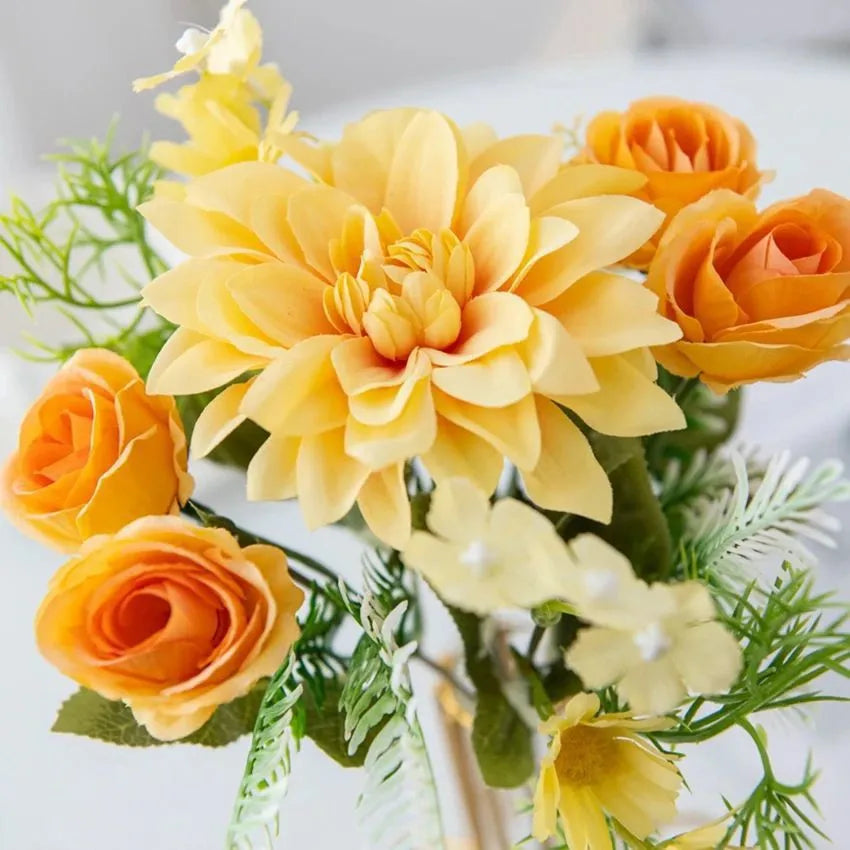 Silk Dahlia Rose Artificial Flowers – Wedding & Home Decor Bouquet