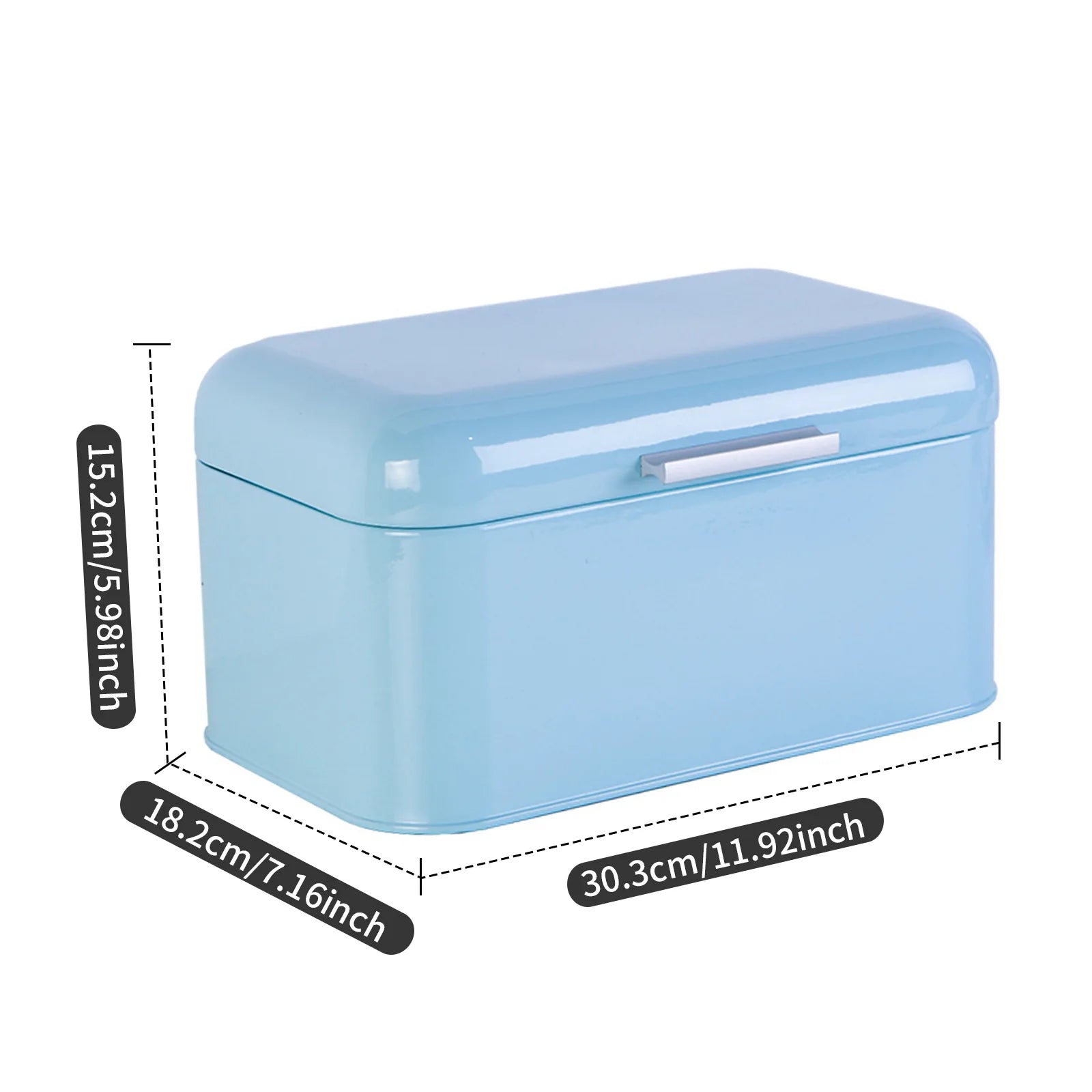 New Retro Metal Bread Box Solid Bread Bin Bread Storage Boxes Food Storage Containers for Kitchen Iron Household Food Container Peaceful Pleasures Health and Wellness blue
