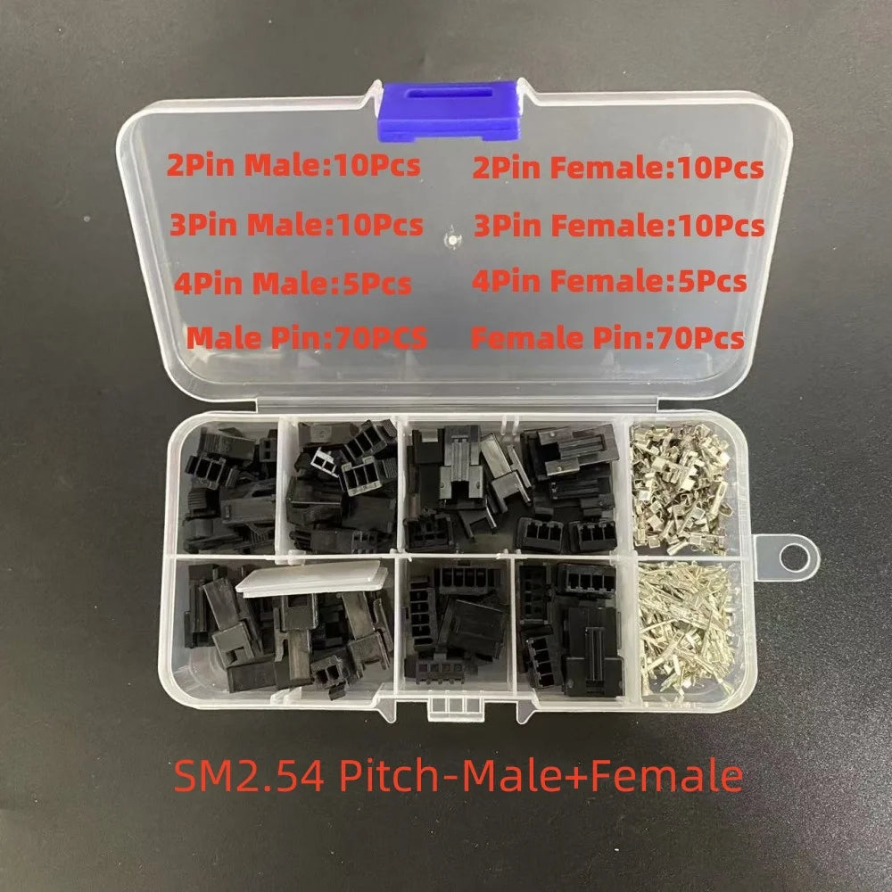 1Box JST SH1.0/1.25mm/PH 2.0/SM/SYP/XH 2.54mm/KF2510/VH 3.96mm Pitch Terminal Kit Male Female Housing Pin Header JST Connector Peaceful Pleasures Health and Wellness SM 2.54mm